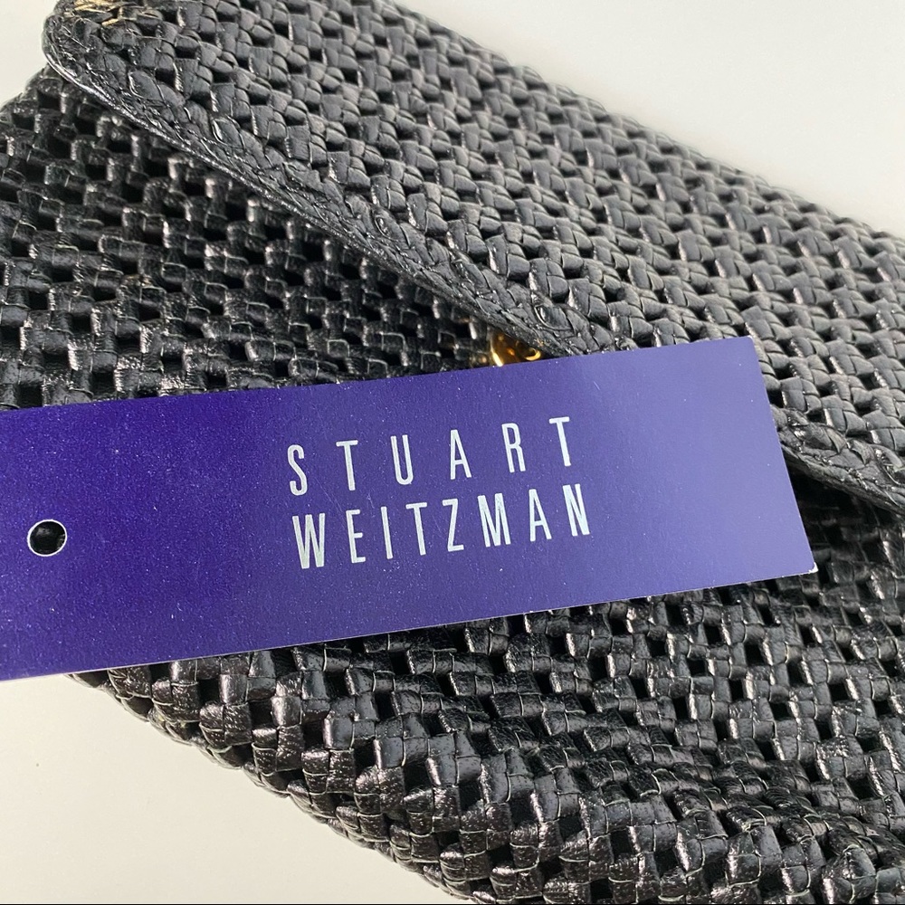 Stuart Weitzman Black Leather Woven Clutch - Picture 6 of 9